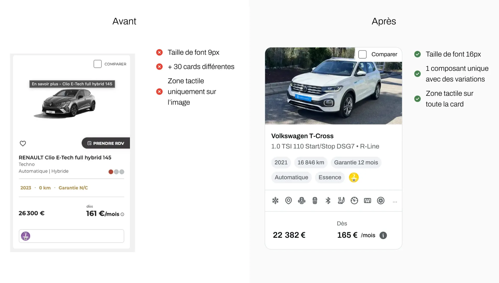 Composant Vehicle Card — catalogue automobile