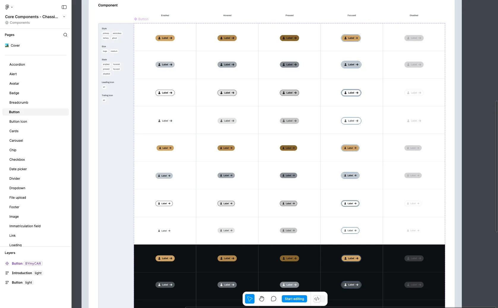 Composant Button — variantes et états — 2